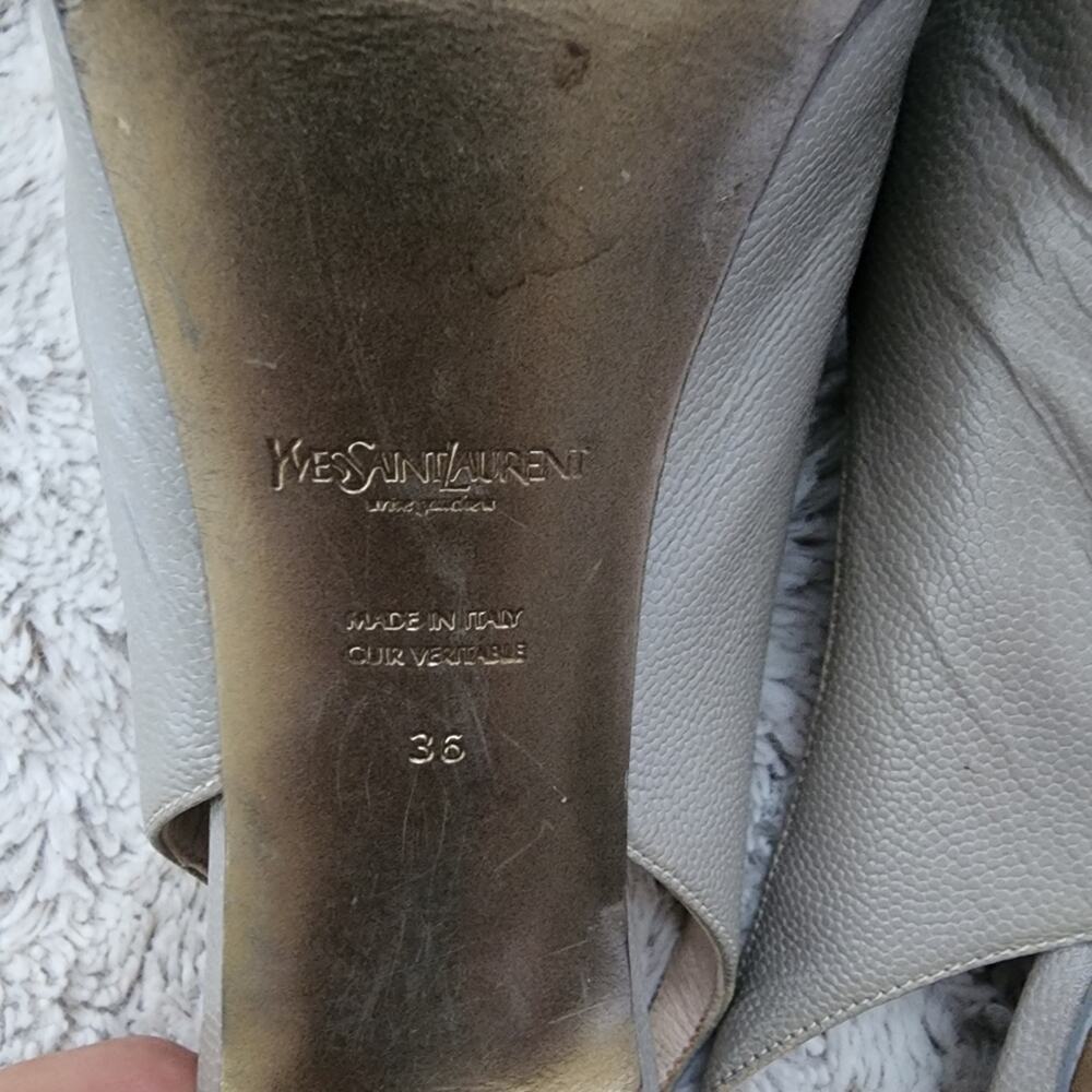 YVES SAINT LAURENT LEATHER GRAY PLATFORM HEEL SIZE 36 (6) - Picture 14 of 14